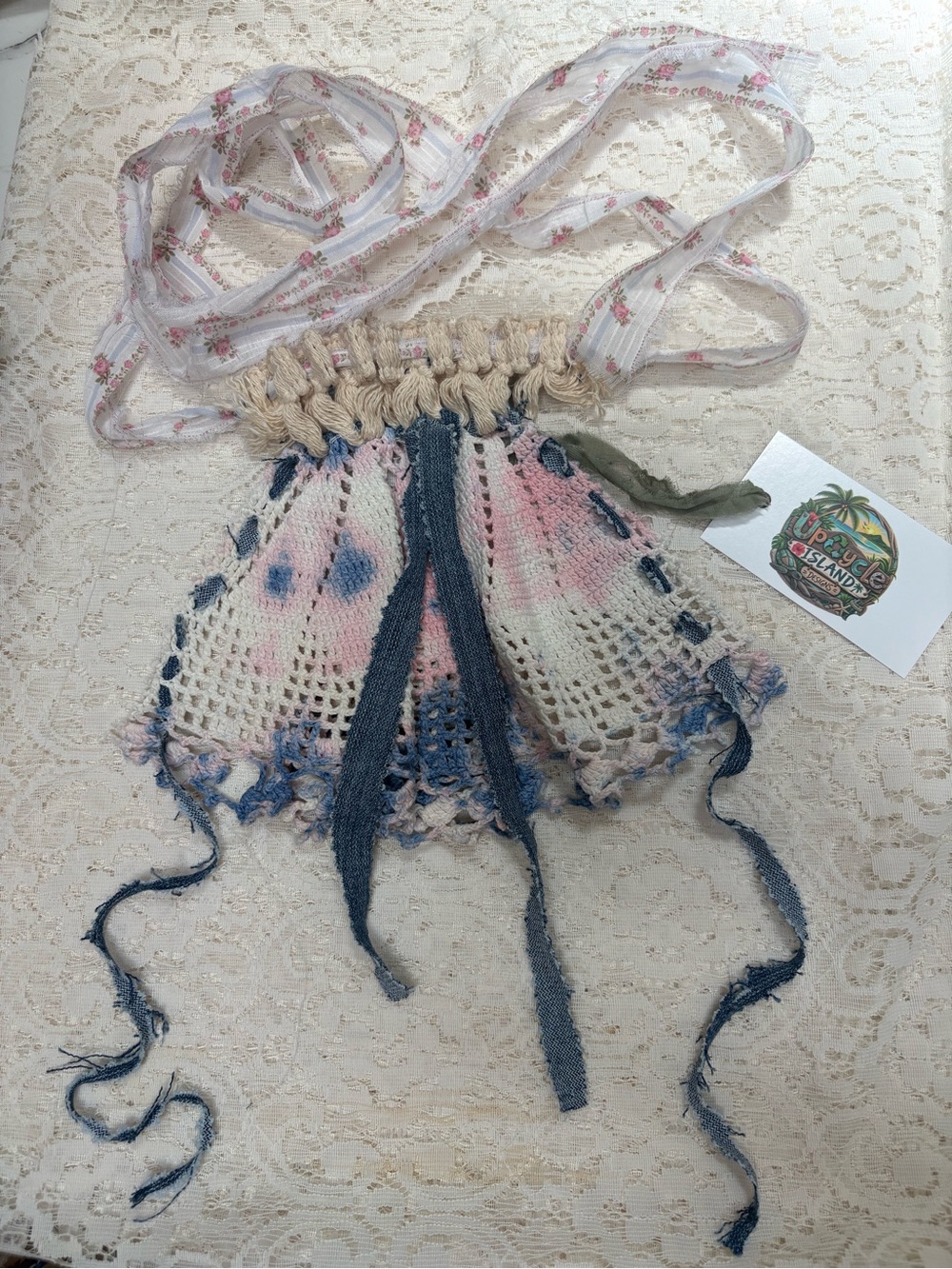 Shabby Chic Crocheted Jabot Collar Necklace